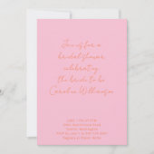 ボーホ スクリプト ピンクとオレンジのモダンな結婚前お祝い 招待状 (正面)