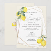 ボーホ スクリプト レモン シトラス サマー ブライダル シャワー 招待状 (正面/裏面)