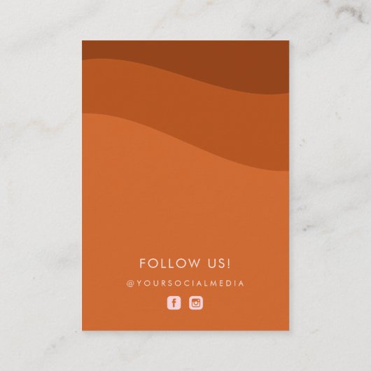 ボーホ テラコッタ ウェーブ カスタム ロゴ イヤリング ディスプレイ 名刺 (裏面)