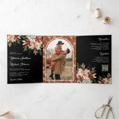 ボーホ テラコッタ フローラル ワイルドフラワー ブラック ウェディング 三つ折り招待状 (内部)