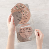 ボーホ テラコッタ ブラウン アブストラクト ミニマリスト ウェブサイト オールインワン招待状 (貼ってはがせる)