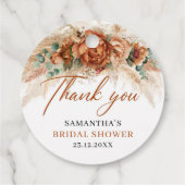 ボーホ テラコッタ 焼きオレンジの花をあしらったブライダルシャワーパーティー フェイバータグ (裏面)