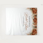 ボーホ テラコッタ 焼きオレンジ 銅色のウェディングシャワーパーティー タペストリー (正面(横))