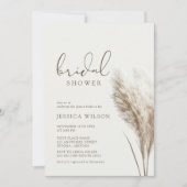 ボーホ ニュートラル フラッフィー パンパス グラス ブライダル シャワー 招待状 (正面)