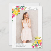 ボーホ ハンドペイント フローラル ワイルドフラワー 卒業式 招待状 (裏面)