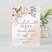 ボーホ バス ピンク フラワー ゴールド フラワーズ バチュレレッテ 招待状 (スタンド正面)