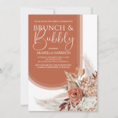 ボーホ バーン オレンジ フラワー & パンパス ブライダル シャワー 招待状 (正面)