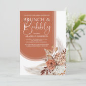 ボーホ バーン オレンジ フラワー & パンパス ブライダル シャワー 招待状 (スタンド正面)