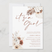 ボーホ パンパス 女の子のベイビーシャワー招待状 招待状 (正面)