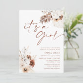 ボーホ パンパス 女の子のベイビーシャワー招待状 招待状 (スタンド正面)