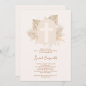 ボーホ パンパス 洗礼 女の子 招待状 (正面/裏面)