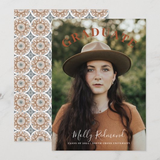 ボーホ フォト 卒業発表 招待状 (正面/裏面)