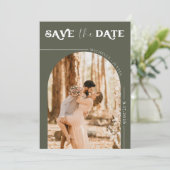 ボーホ フォト | 現代の Save the Date 招待状 (スタンド正面)