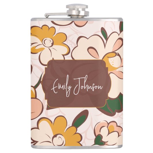 ボーホ フラワカスタムネーム フラスク (正面)