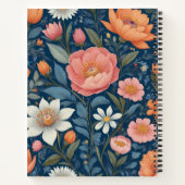 ボーホ フラワーズ フォークロア スタイル オレンジ | あなたの名前 ノートブック (裏面)