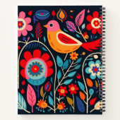 ボーホ フラワーズ フォーク バード | あなたの名前 ノートブック (裏面)