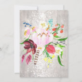 ボーホ フラワー ライト ラスティック ウッド みんなで祝おう 招待状 (裏面)