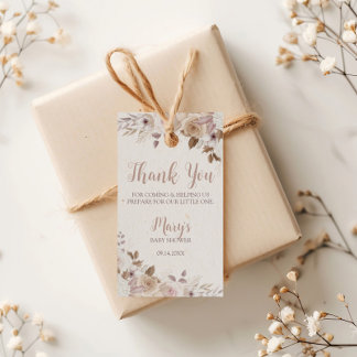 ボーホ ブラウン ベージュ フラワーベビーシャワー ギフトタグ