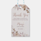 ボーホ ブラウン ベージュ フラワーベビーシャワー ギフトタグ (正面)