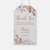 ボーホ ブラウン ベージュ フラワーベビーシャワー ギフトタグ (裏面)