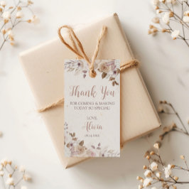 ボーホ ブラウン ベージュ フラワー バースデー ギフトタグ