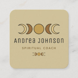 ボーホ ブラウン ムーンフェイズ ルナ スピリチュアル コーチ ベージュ スクエア名刺
