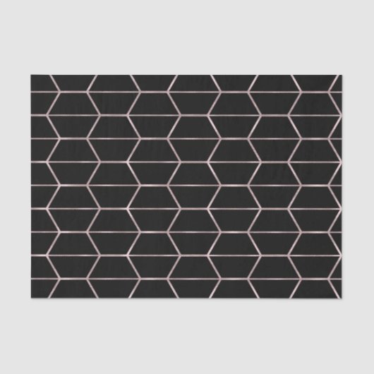 ボーホ ブラック ヘキサゴン ローズゴールド ジオメトリック グラム パーティ 薄葉紙 (正面)