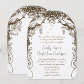 ボーホ ボヘミアンナ ルスティック ピーコック ヴィンテージ ラブ バーズ 招待状 (正面/裏面)