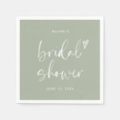 ボーホ ミニマリスト サージュグリーン ブライダルシャワー スタンダードカクテルナプキン (正面)