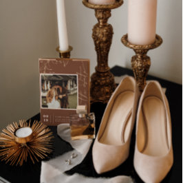 ボーホ ミニマル テラコッタ スクエア フォト セーブ・ザ・デート