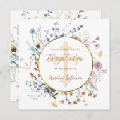 ボーホ ワイルドフラワーズ サークル 洗礼 招待状 (正面/裏面)