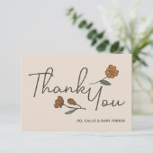 ボーホ ワイルドフラワー カスタム フラット サンクスユー サンキューカード (スタンド正面)