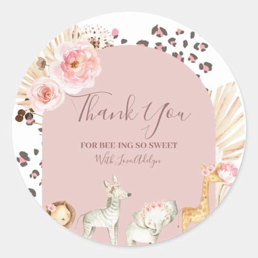 ボーホ ワイルド アニマル 感謝しています ラウンドシール (正面)