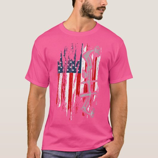 ボーボーボーイングアメリカン国旗の鹿狩り化合物 Tシャツ (正面)