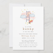 ボーミニマルウォーター色バニー星ベビーシャワー 招待状 (正面)