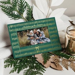 ボーミニマル・ファ・ラ・ラ・シート音楽写真クリスマス 箔シーズンカード