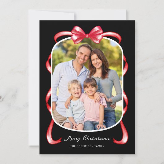 ボーモダンお洒落グ曲線2写真クリスマス シーズンカード (正面)