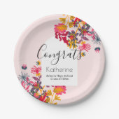 ボーモダンアーチピンクフローラ卒業パーティー ペーパープレート (正面)