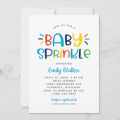 ボーモダンイシャワー用の青いベビースプリンクル 招待状 (正面)