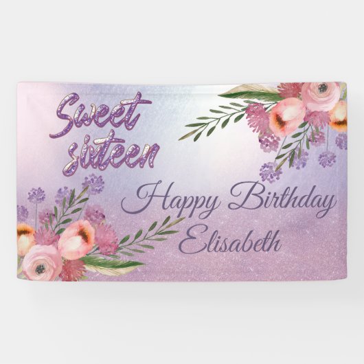 ボーモダンウォーター色フローラ甘い16パーティーバン 横断幕 (横)