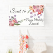 ボーモダンウォーター色フローラ甘い16パーティー 横断幕 (インサイチュ)