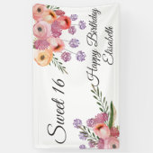 ボーモダンウォーター色フローラ甘い16パーティー 横断幕 (縦)