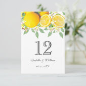 ボーモダンウォーター色レモンズ結婚テーブルカード 招待状 (スタンド正面)