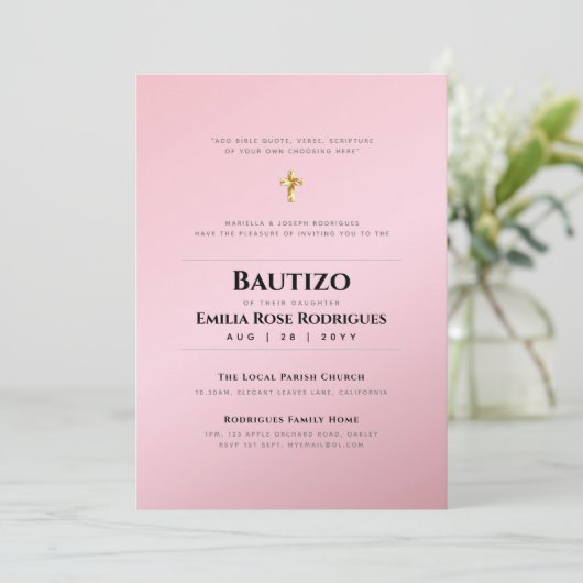 ボーモダンティゾバウティスモ《キリスト教》洗礼式や命名式招待状 招待状 (スタンド正面)