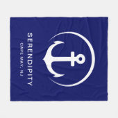 ボーモダントいかりネイビーブルー フリースブランケット (正面(横))