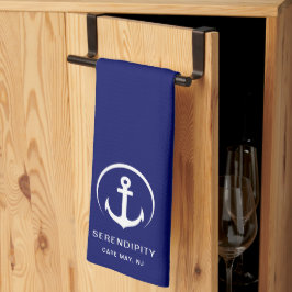 ボーモダントいかりモノグラムネイビーブルー キッチンタオル