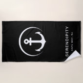 ボーモダントいかりモノグラムブラック ビーチタオル (正面)