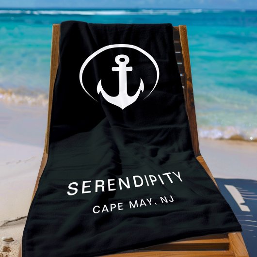 ボーモダントいかりモノグラムブラック ビーチタオル