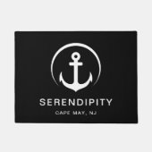 ボーモダント航海のいかりブラックカスタム ドアマット (正面)