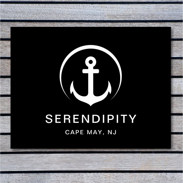 ボーモダント航海のいかりブラックカスタム ドアマット (クリエイターアップロード済み)